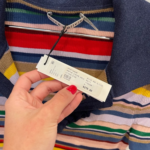 New (with tag) Alice + Olivia striped collared top - Picture 3 of 3